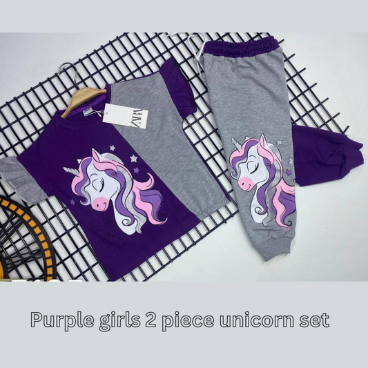Purple girls 2 piece unicorn set